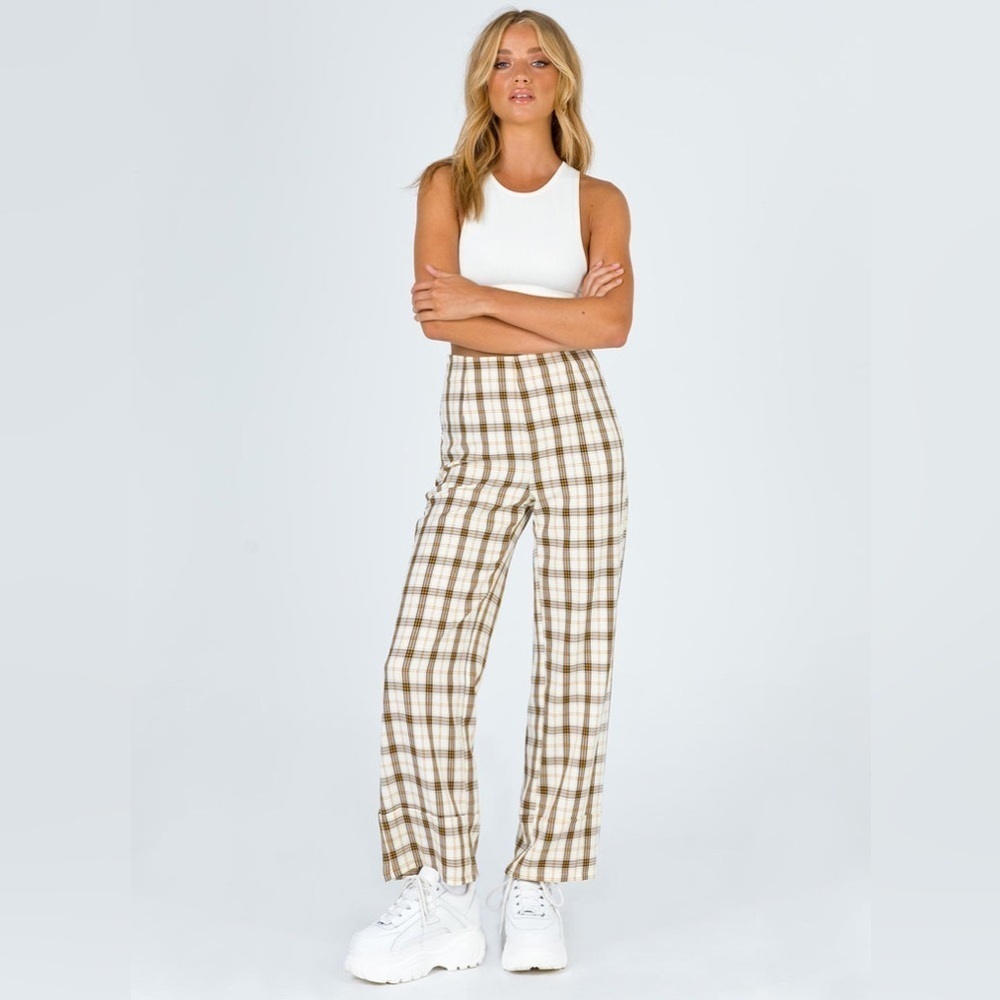 Princess Polly EUROS PANTS YELLOW CHECK - Picture 3 of 12